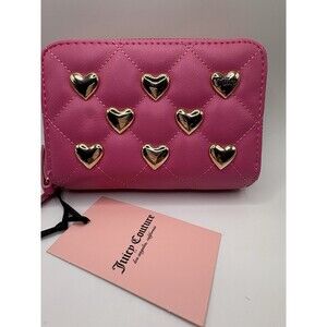 Juciy Courture Juicy Pink Colorful Love Med Double Zip Around Wallet Hot Pink